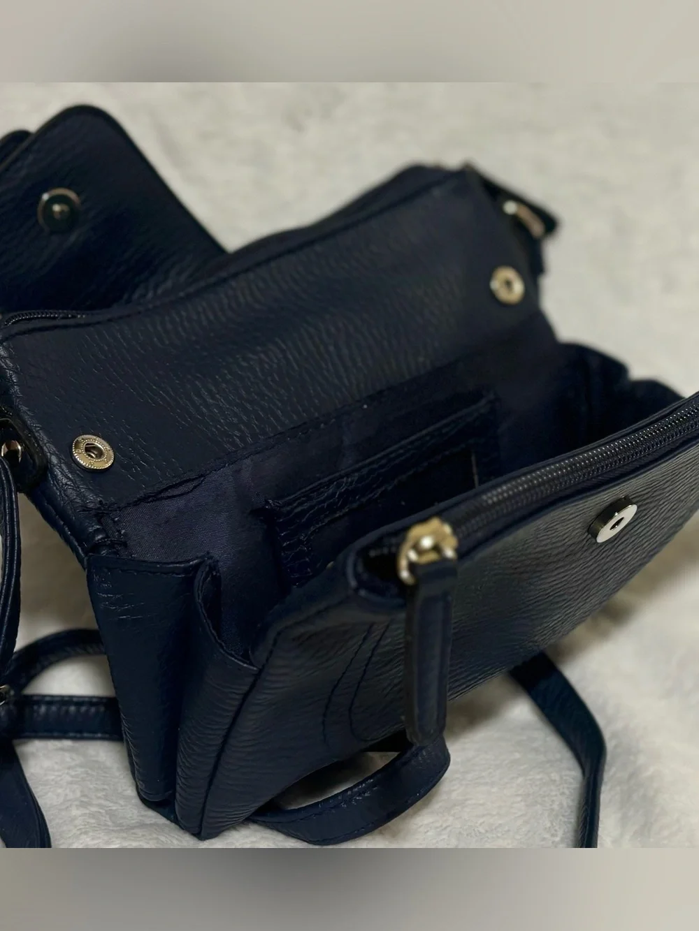 Navy Crossbody Shoulder Bag with Buckle Detail